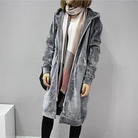 2020 autumn new women thick warm hooded basic coats jacket casual lady winter long fashion black winter fleece jacket a3386