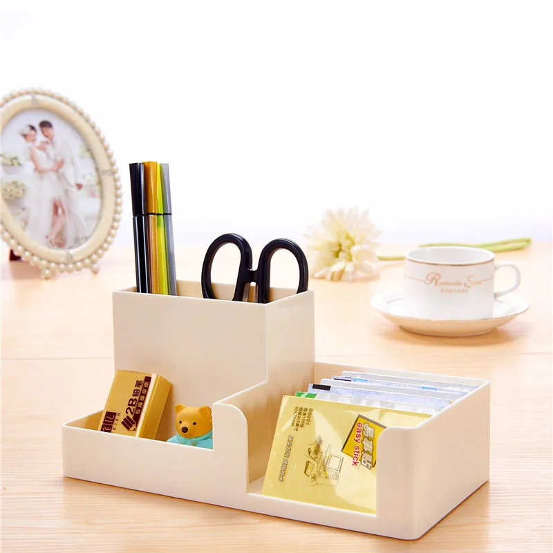 

1PCS Multifunctional Colorful Square Plastic Pen Holder House Office Stationery Desk Holder Makeup Cosmetic Large Receive Case