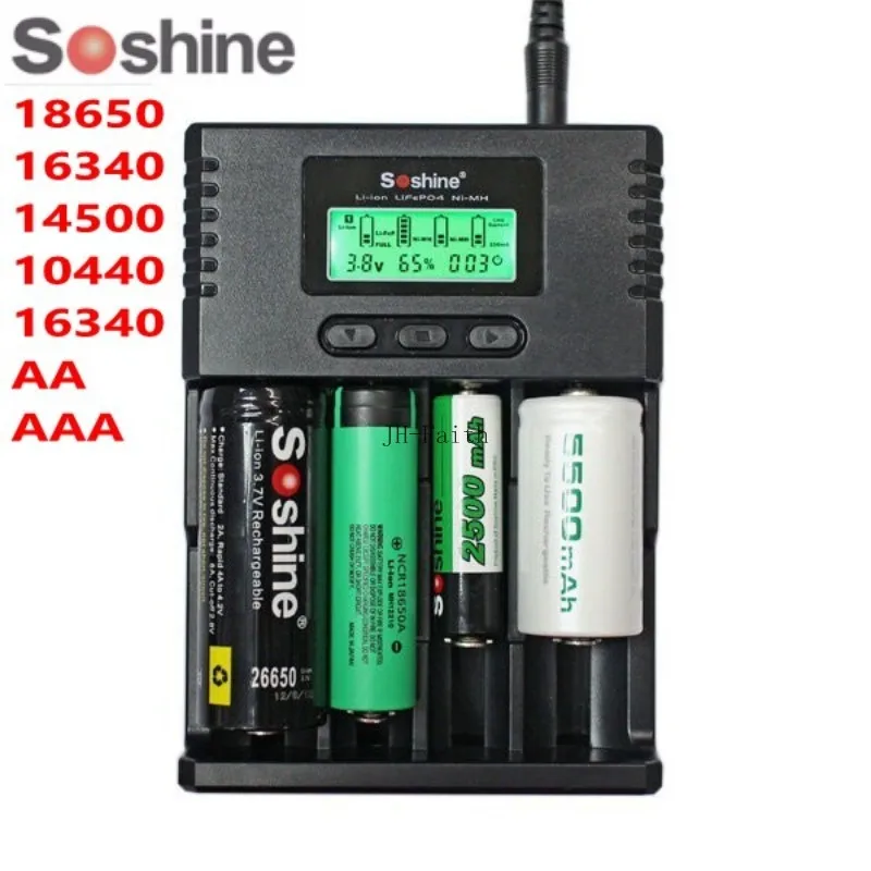 Soshine H4 LCD умное универсальное регулируемое зарядное устройство для 26650 18650 16340 Li-Ion