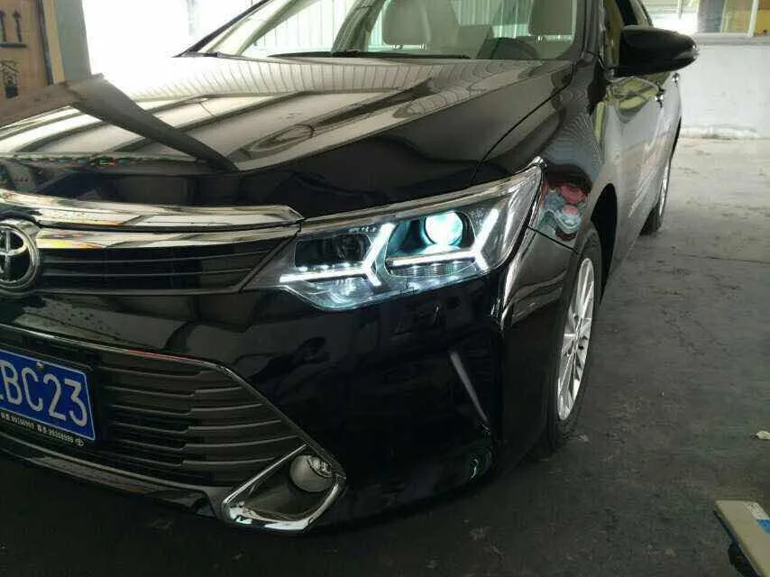 Фонари Fett для фар Camry с LED DRL двойной линзой аксессуары внешних световых продуктов 2015 новинка.