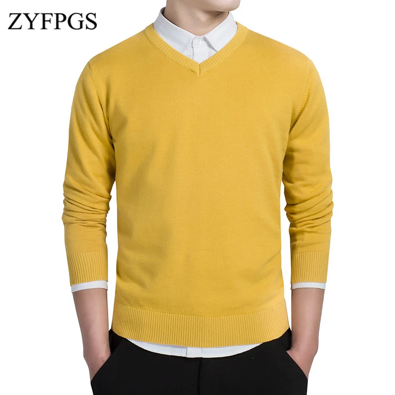 ZYFPGS модный брендовый осенний Новый Мужской Повседневный свитер с длинным