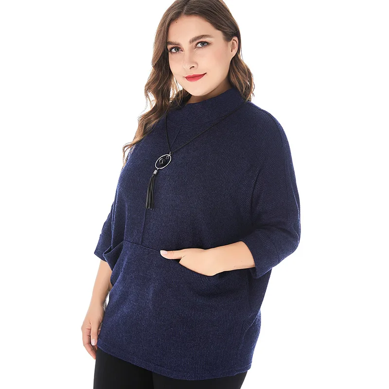 MG 2019 Fall Womens Seven-quarter sleeve Sweater fashion ladies Plus Size Casual mom office lady elegant tops 4XL 5XL 6XL Женская