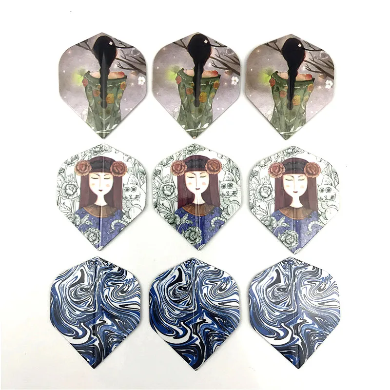 9pcs 9/18 шт. крутые дротики Флайт оперения смешанные Стиль для профессионального Дартс крыло хвост игр в помещении 6 видов стилей - Цвет: 9pcs