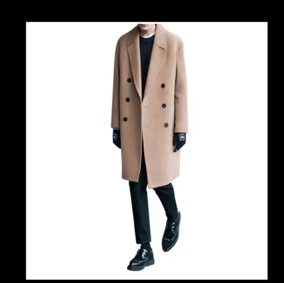 S XXXL 2018 зимняя мужская корейской тонкий кашемир плащ в Длинные шерстяное пальто