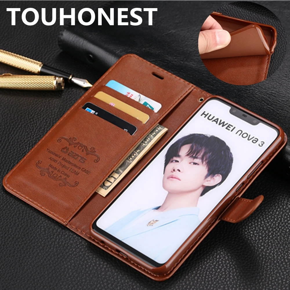 Кожаный чехол кошелек для Huawei Nova 3 Honor 10 8X 7A Pro 7C 8C P20 P10 mate 20 lite Y6 Y7 P Smart