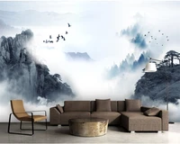 beibehang modern home decoration 3d photo wallpaper chinese ink landscape smoke background wall painting wallpaper living room