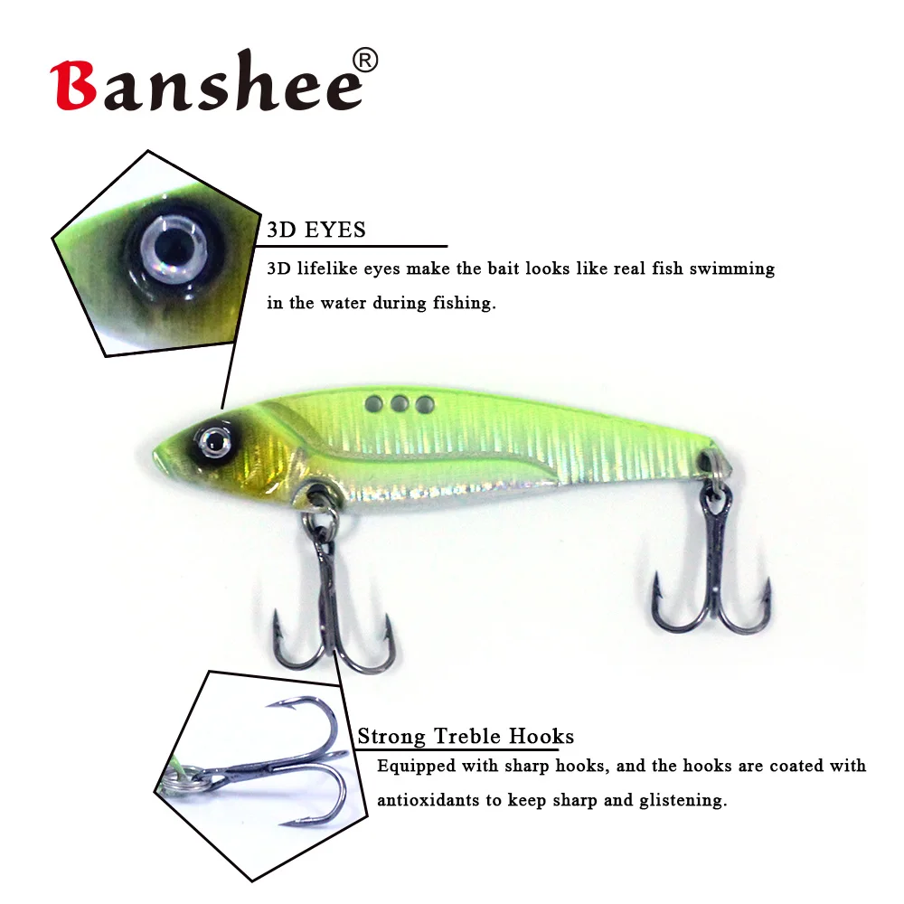 

Banshee 1pcs Metal VIB DR02 Fishing Lure Sinking Bass isca Artificial Hard Bait Treble Hook Wobblers Tackle peche leurre pesca