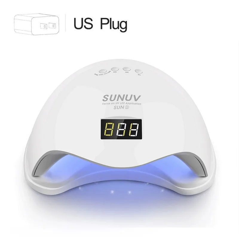 SUNUV SUN5 Plus 48 Вт УФ светодиодная лампа для сушки ногтей для отверждения всех типов геля 99s низкий нагрев 36 светодиодов УФ лампа для двух рук машина для дизайна ногтей - Цвет: SUN5 US Plug