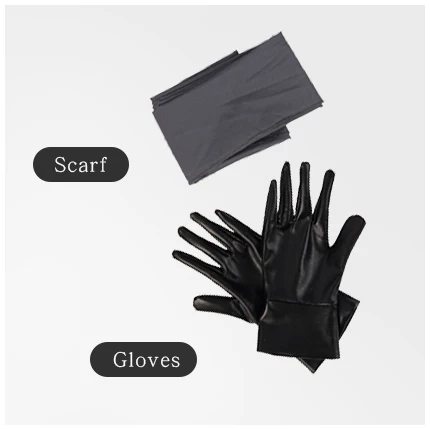 gloves scarf Карнавальный костюм Арья Старк из игры престолов, 8, кожаная куртка для девочек, вечерние платья, Wnter Coak, штаны, костюм на Хэллоуин для женщин - Цвет: gloves scarf