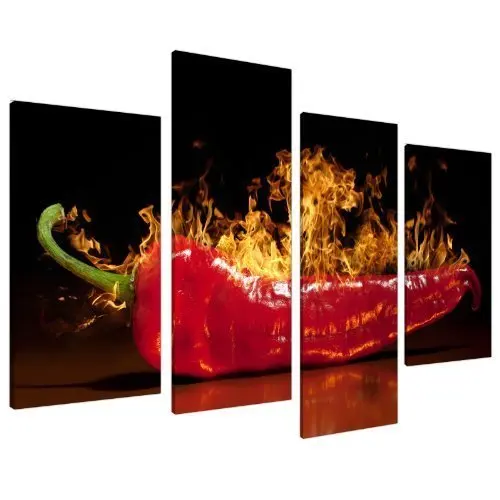 

Kitchen Wall Art Decor Canvas Red Black Chilli - 4 Set HD Printed on Canvas For Home Decor Drop shipping