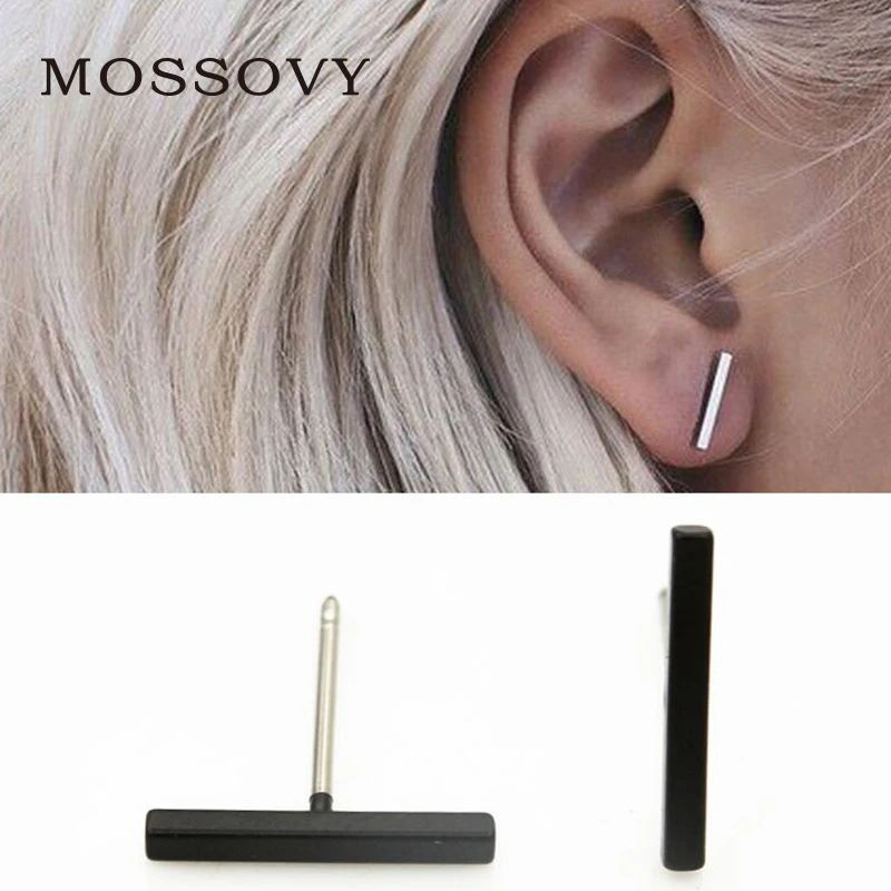 Mossovy модные серьги для женщин аксессуары T Bar Золотые гвоздики ювелирные изделия