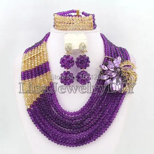 

African Beads Jewelry Sets Nigerian Wedding African Crystal Beads Jewelry Set HD1522