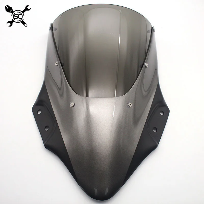 Gray Мотоцикл ветровое стекло козырек подходит для Kawasaki NINJA250 NINJA400 NINJA 250 400 18 19 двойной пузырь - Цвет: Gray