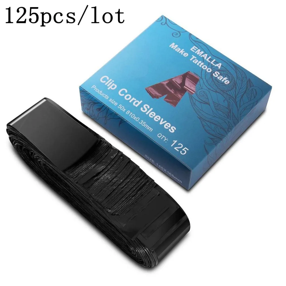 

125Pcs/pack Black Tattoo Clip Cord Sleeves Bags Supply Disposable Covers Bags for Tattoo Machine Professional Tattoo Accessory