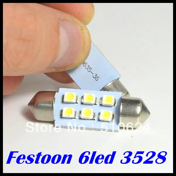 Бесплатная доставка festoon 6smd led 1210 3528 c5w 31 мм/36 мм/39 мм/42 мм Автомобильные