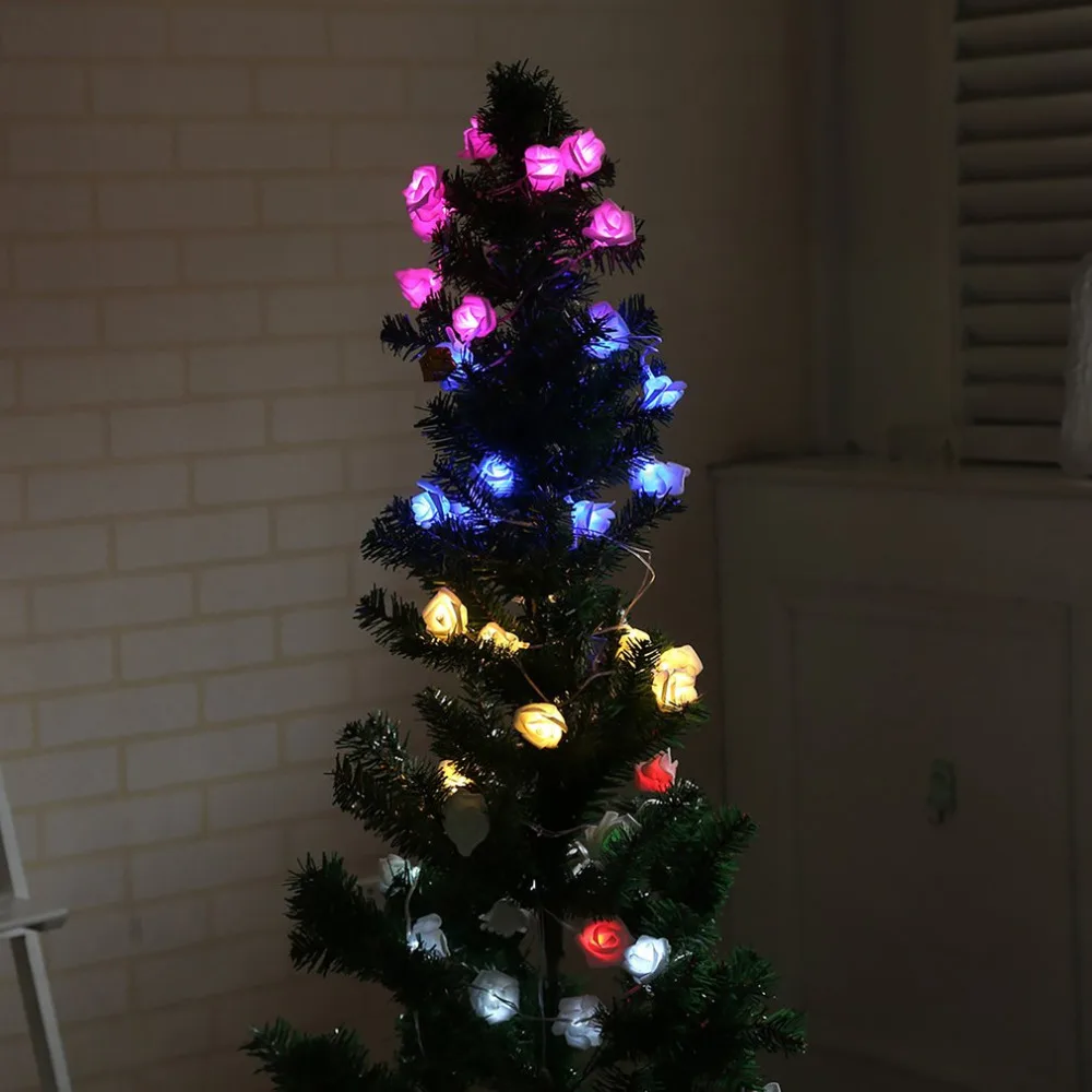 String Lights 20 Leds Acrylic Fur Balls Rose Flower Lamp For Indoor Outdoor Garden Christmas Party Festival USB Charging | Освещение