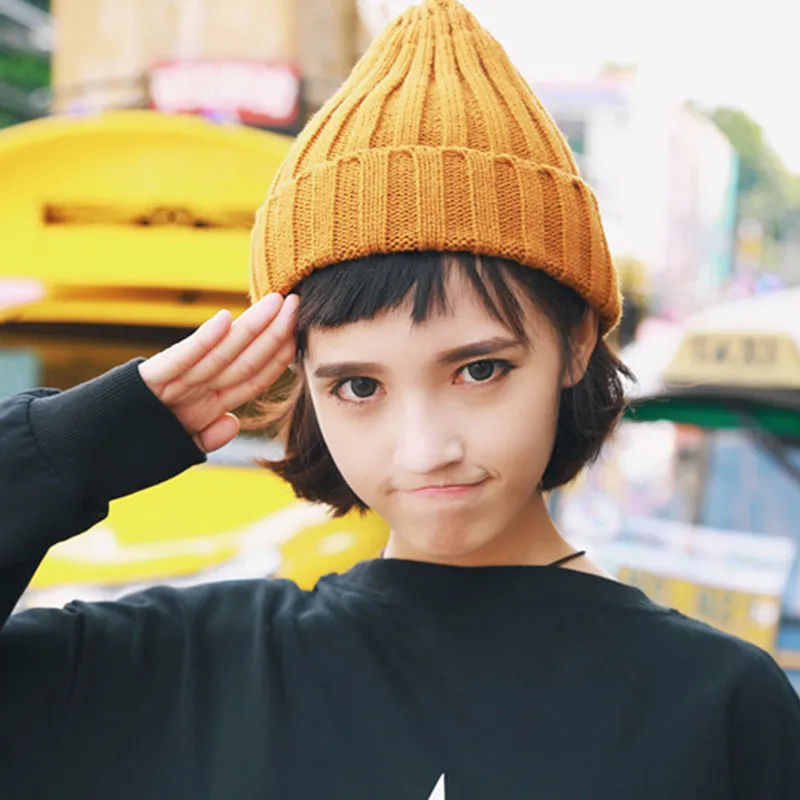 Женская вязаная шапка 21 цвет теплая зимняя в стиле хип хоп|women winter beanie|beanie girlknitted cap