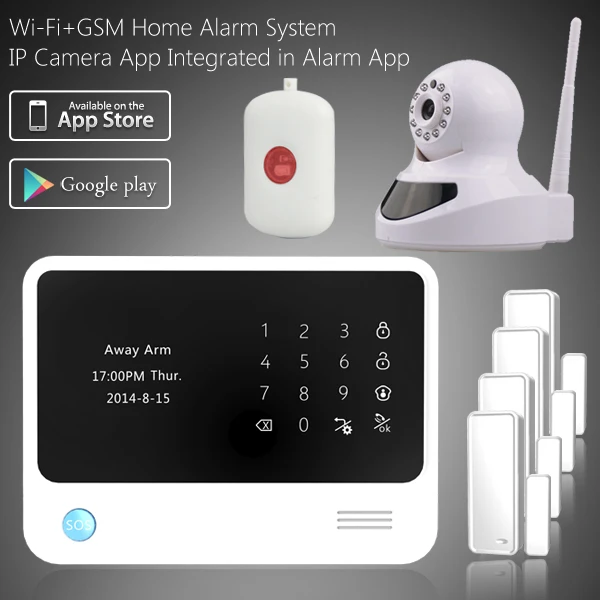 Новейший wifi ip камера охранная сигнализация с детектором дыма и вспышкой сирена