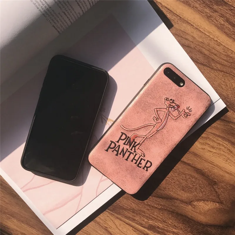 Для iPhone X Фирменная Новинка Мода Вышивка Розовая пантера чехол для Apple 8 Plus 6 6S 7