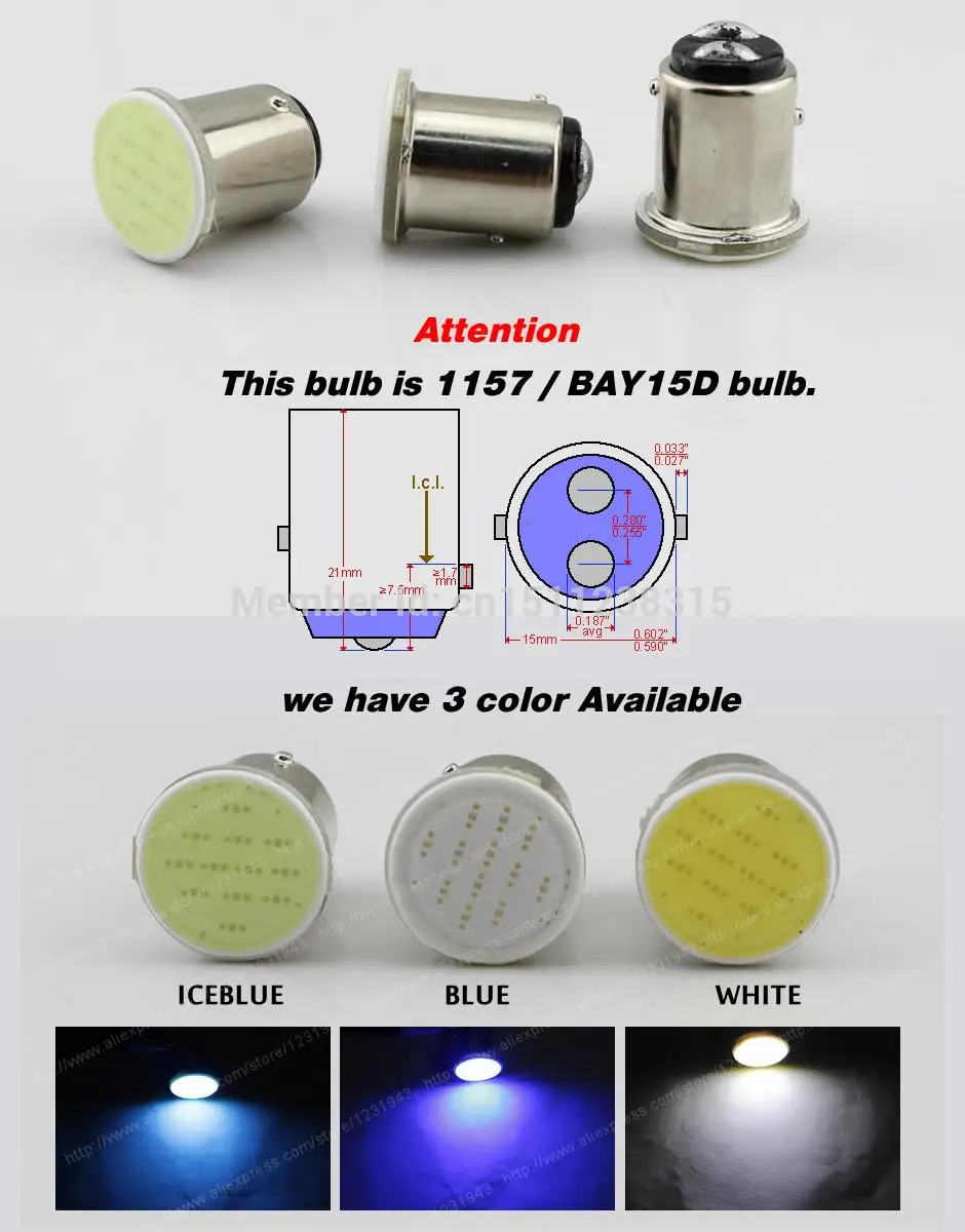 1 шт. 1156 BA15S 1157 BAY15D COB p21/Светодиодная лампа мощностью 5 Вт с 12SMD супер белый