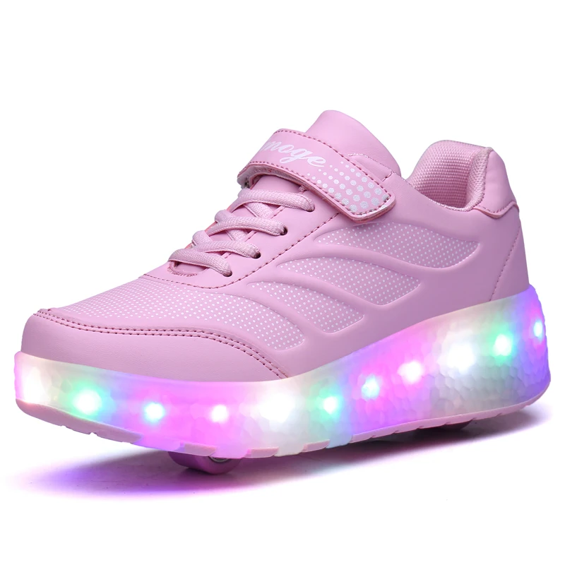 Роликовые кроссовки Skateshoes Heelys детские с колесиками светодиодные фонари |
