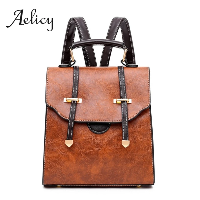 Aelicy Новый Винтажный женский рюкзак из искусственной кожи простой в