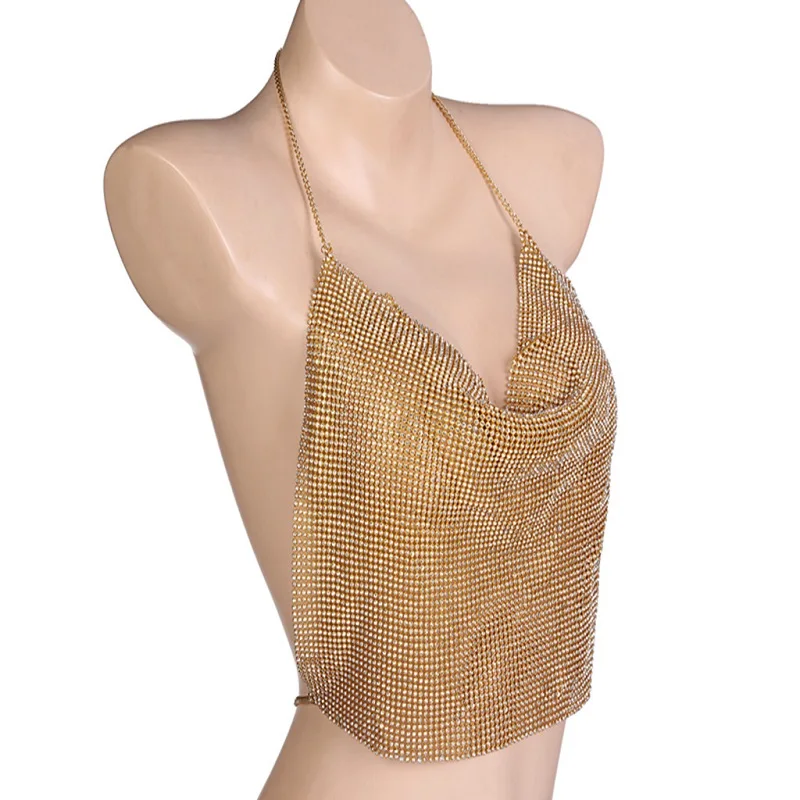 Металлический сетчатый корпус бюстгальтер цепь бикини сексуальный Для женщин