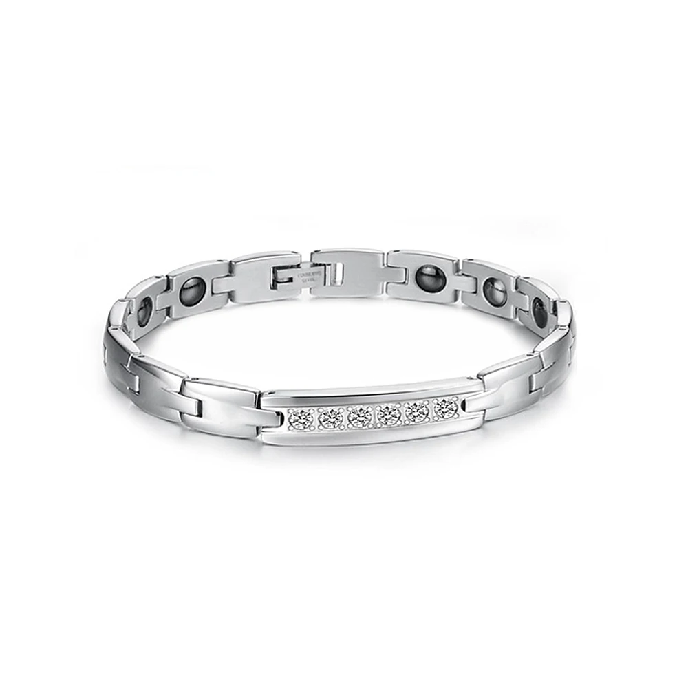 Браслет для влюбленных из нержавеющей стали с кристаллами CZ энергетические