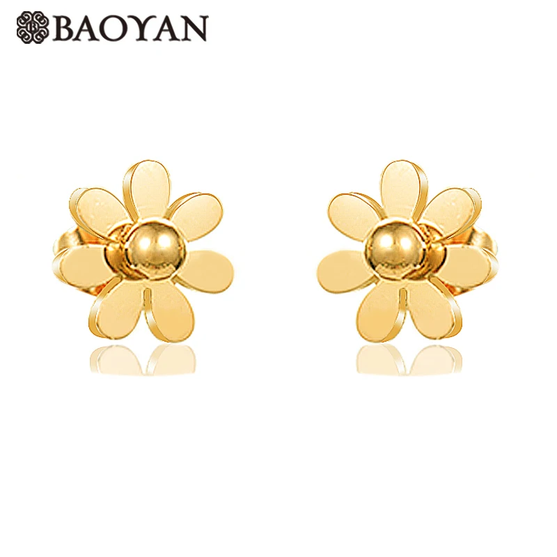 Серьги Baoyan в винтажном стиле Цвет: розовое золото серебро цветок 316L серьги из