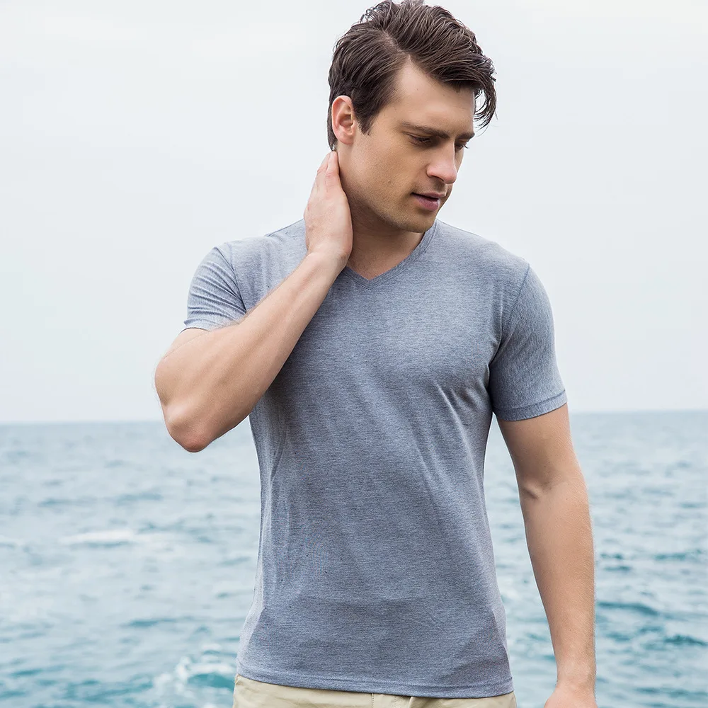 Fredd Marshall Men T Shirt Solid Tops Tees Short Sleeve T-shirt Men's Brand Fashion V Neck Cotton 2018 New Arrive | Мужская одежда