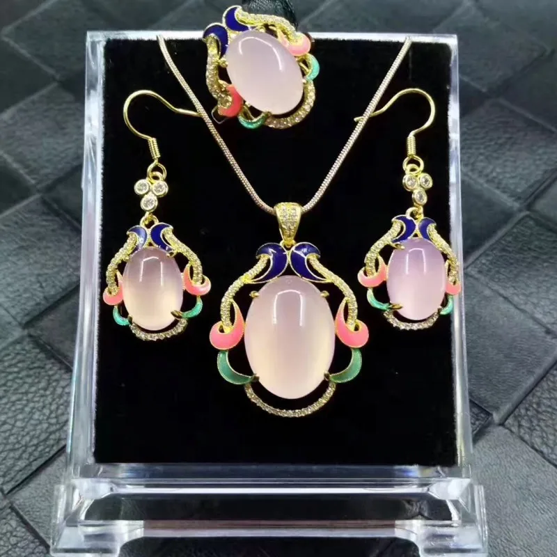 Натуральный классический зеленый халцедон костюм три костюма желтый кулон