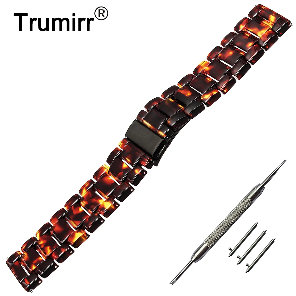 

22mm Quick Release Resin Watchband for Asus ZenWatch 1 2 Men LG G Watch Urbane Amazfit Ticwatch 1 46mm Band Steel Buckle Strap