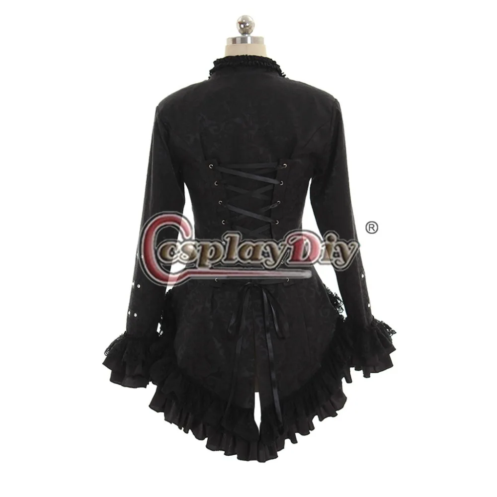 Cosplaydiy женская куртка с хвостом в стиле стимпанк пальто готический черный костюм