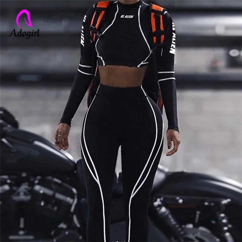 Спортивный женский костюм Adogirl из двух предметов для фитнеса топ с высоким