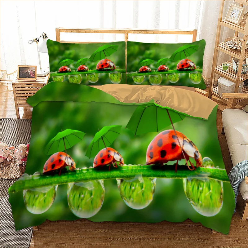 Dropshipping 3d Ladybug Bedding set polyester Duvet Cover Bed Set Single Twin queen king home textile