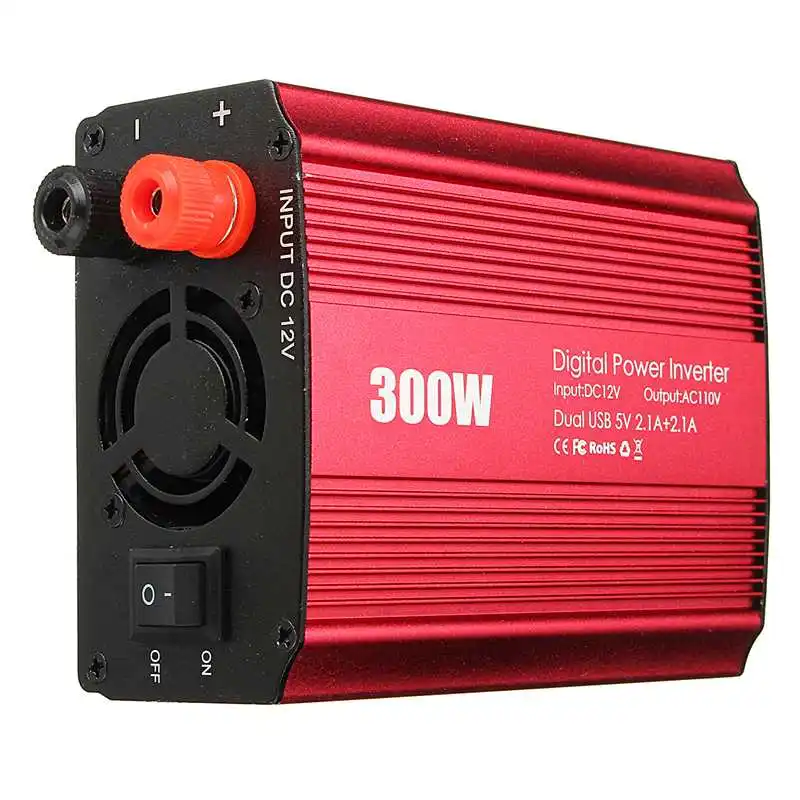 300W Мощность инвертор 12 V дo AC 110/220 вольт с 2 портами(стандарт макс 600 Вт модифицированный ЖК-монитор Синусоидальная волна цифровой автомобильное зарядное устройство конвертер трансформатор