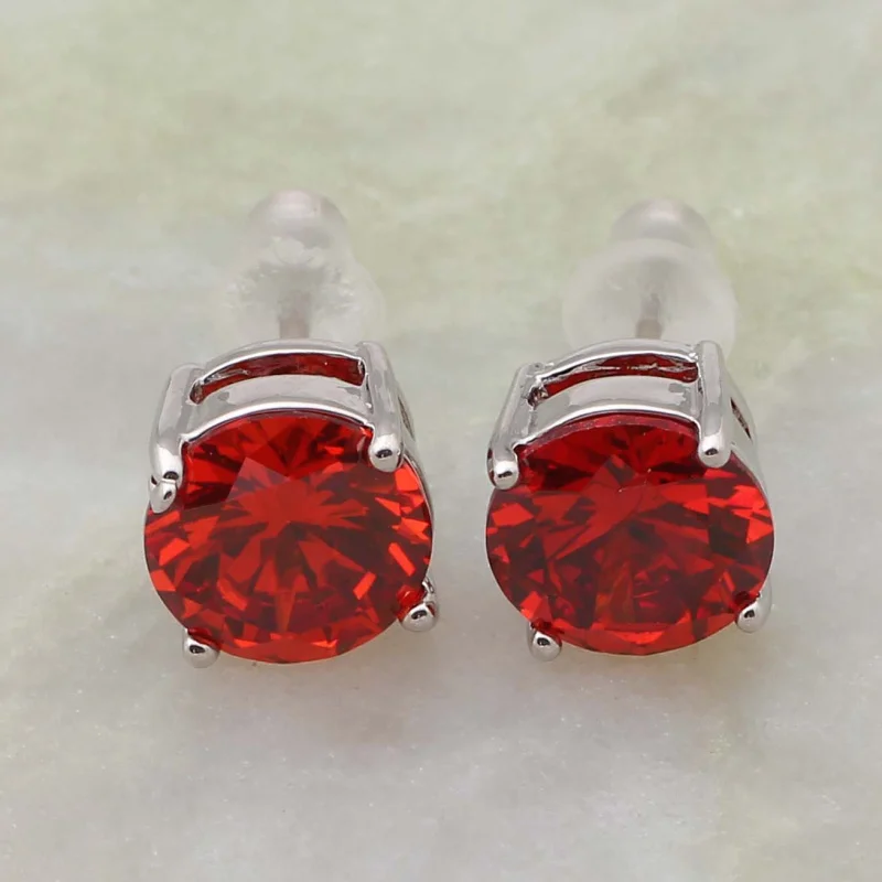Модные посеребренные женские серьги с цирконом гранатового цвета E347|earrings fish|earrings