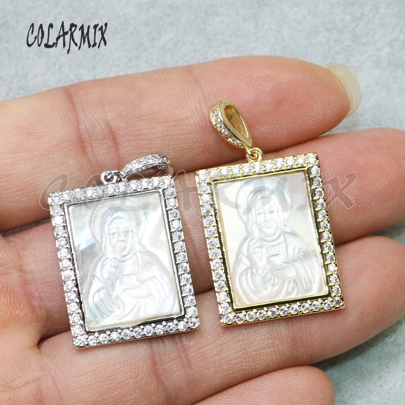 4 шт. прямоугольные подвески из циркона белая подвеска в виде ракушки