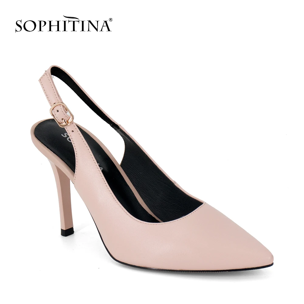 SOPHITINA/Брендовые женские босоножки из однотонные натуральной кожи. Летние туфли с