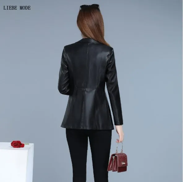 Для женщин s размера плюс Искусственная кожа куртка Для женщин Slim Fit короткая кожаная пиджак черный, красный Демисезонный из искусственной кожи искусственная(-ый) над Размеры 4XL 5XL 6XL