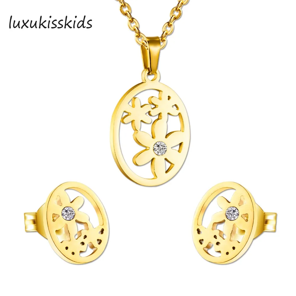 LUXUKISSKIDS модный набор ювелирных изделий золотого цвета круглой формы с