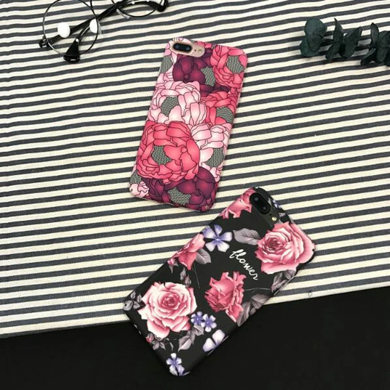Flowers Phone Case For iPhone 7 8 plus 6 6S Coque Funda Plastic Hard iphone 7Plus Back Cover |