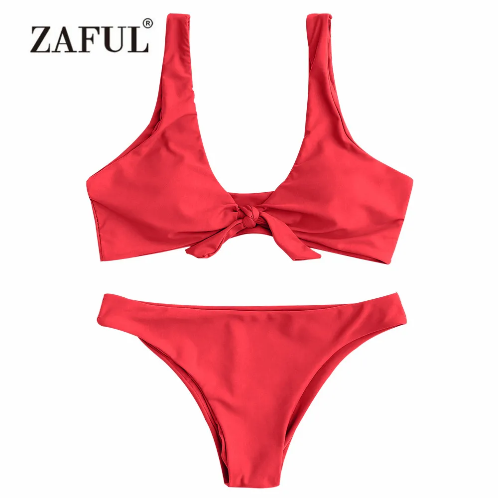 ZAFUL 2017 бикини Для женщин Купальник Новый Однотонная одежда комплект обивка жилет