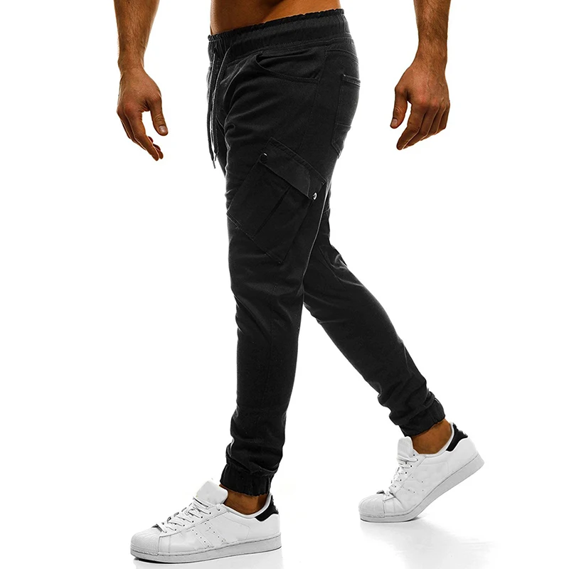 T Bird Joggers брюки для мужчин Уличная однотонная штаны карго карман decoratio хип хоп