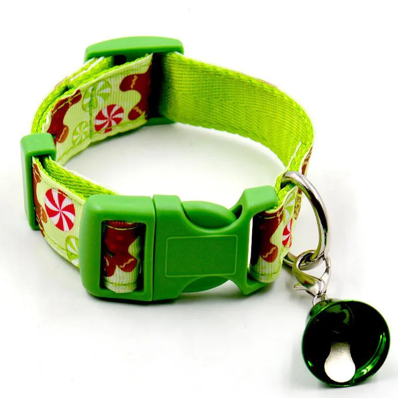 Light Green Рождественский ошейник для собаки красный Снеговик ошейник для питомца нейлоновые воротники Рождественский щенок кошка Регулируемый ошейник поводки для маленьких собак Чихуахуа Тедди - Цвет: Light Green