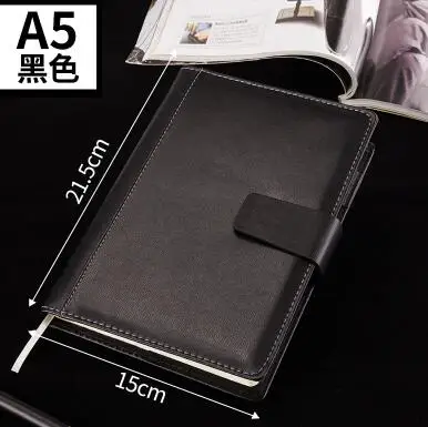 Black Классический деловой блокнот из искусственной кожи A5 Folios Padfolio, офисный бизнес-блокнот для путешествий - Цвет: Black