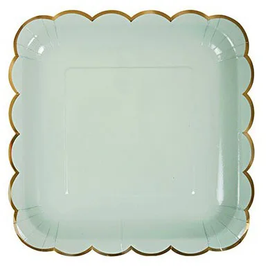 9inch plate 8pcs 44 шт. горячая штамповка однотонная бумага одноразовые наборы посуды высокого качества вилка ложка салфетка Свадебные украшения вечерние принадлежности - Цвет: 9inch plate 8pcs