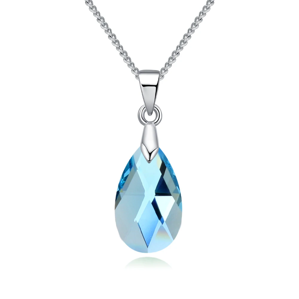 BAFFIN Tear of Joy, грушевидные ожерелья с подвесками, кристаллы от SWAROVSKI, серебряная цепочка для женщин, Офисная бижутерия, подарок - Окраска металла: Aquamarine