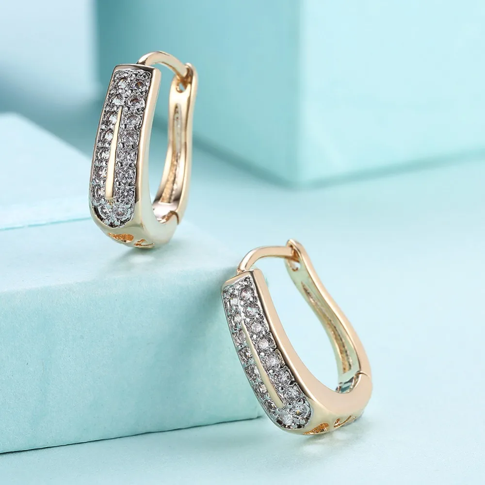 Женские серьги гвоздики с фианитами цвета розового золота|stud earrings|stud earrings