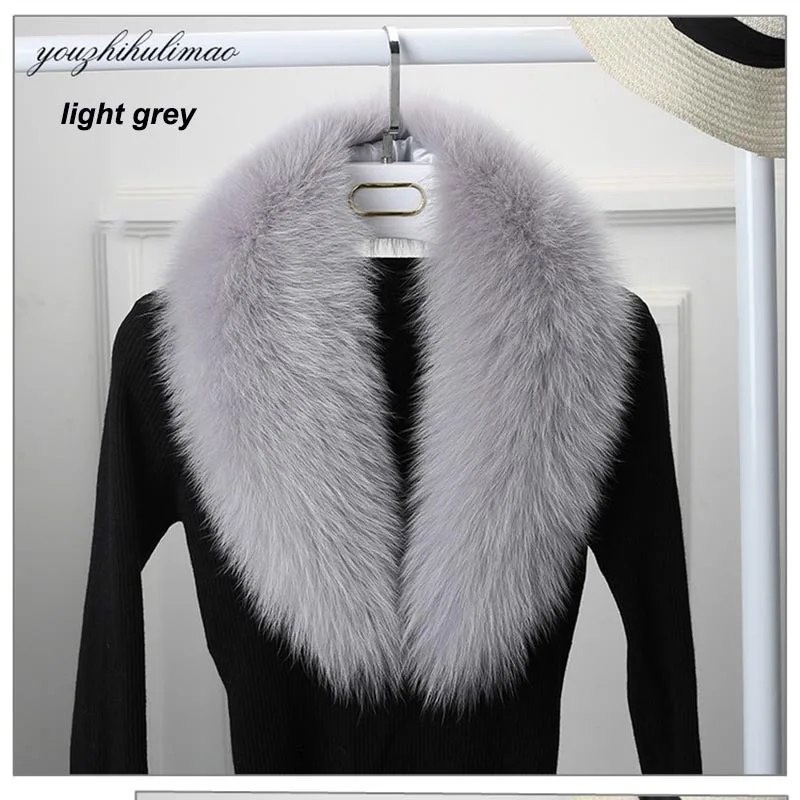 light grey Ms. MinShu натуральный Лисий мех воротник шарф для женщин Зимний лисий мех шарф натуральный Лисий кожа воротник шеи Теплый на заказ - Цвет: light grey